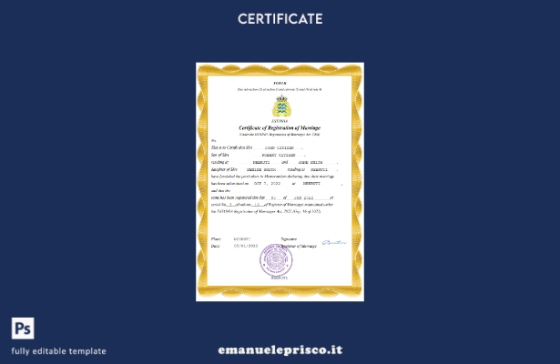 Certificato di matrimonio Estonia in stile verificato Modello Word e PDF